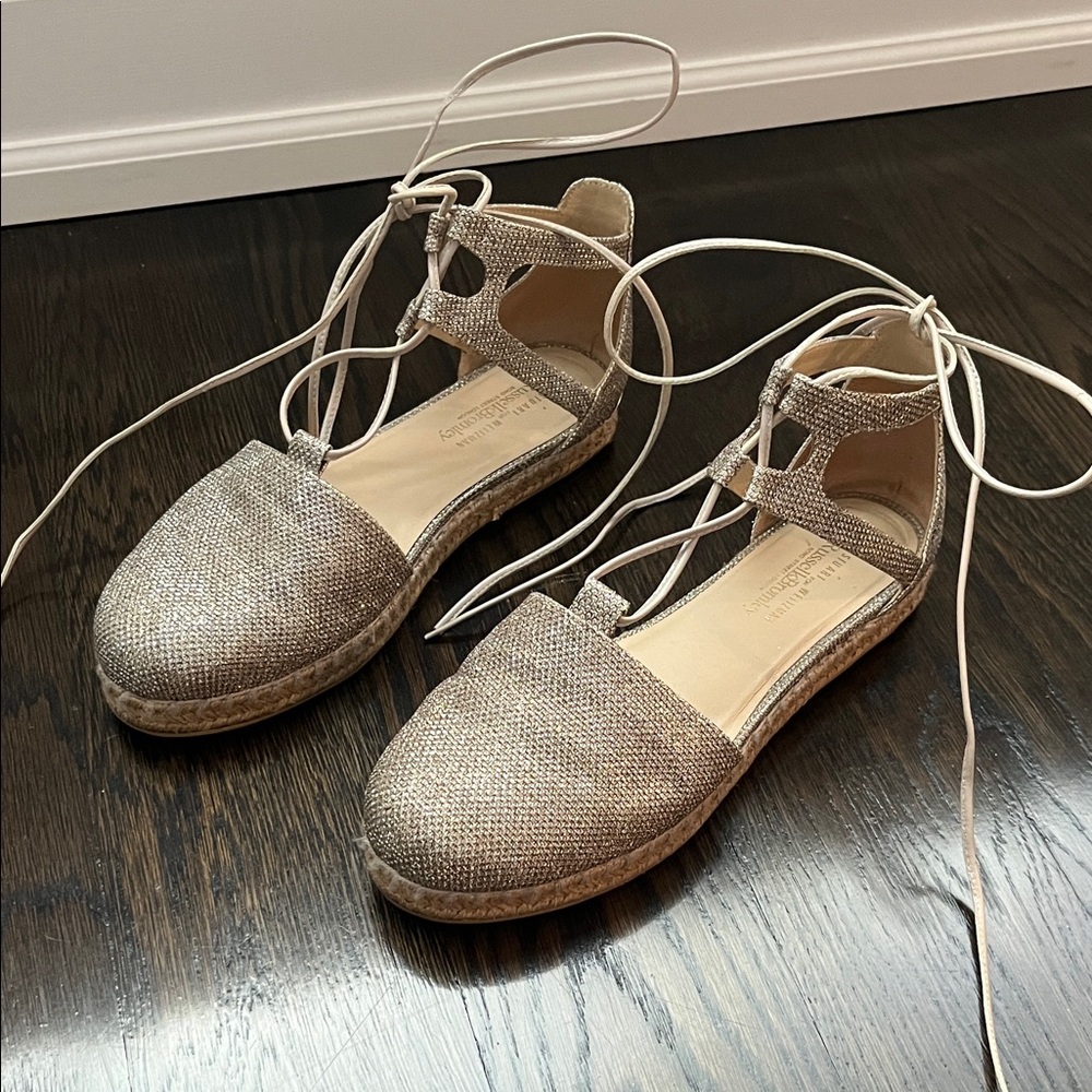 Stuart Weitzman for Russell and Bromley Metallic Lace-Up Espadrilles